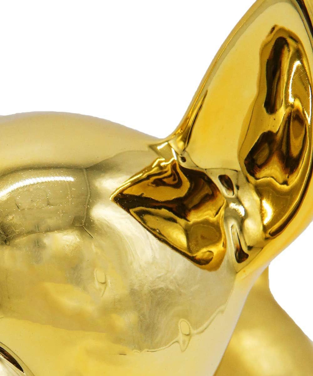 Chihuahua Dog Statue - Metallic Gold Standing Ceramic Dog Statue - Decorative Dog Sculpture for Garden or Home Décor - Chihuahua Dog Outdoor Statue - (6.69” X 4.33” X 7.87”)